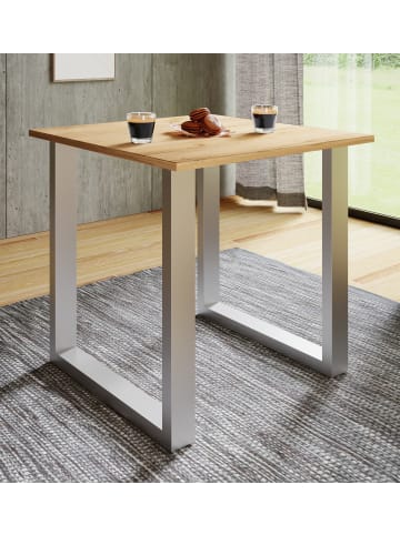 VCM Premium Holz Esstisch Tisch Xona U Silber in Silber / Honig-Eiche
