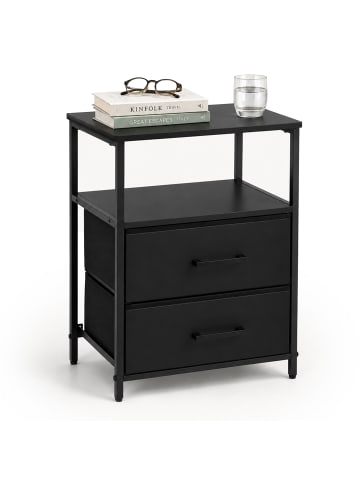 relaxdays Nachttisch in Schwarz - (B)38 x (H)61 x (T)28 cm