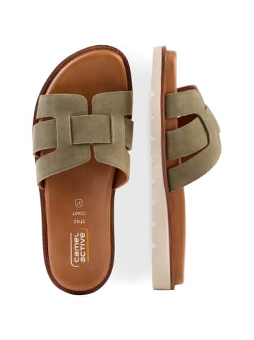 Camel Active Pantolette mit gepolstertem Lederfußbett in Khaki