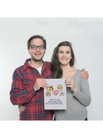 Mr. & Mrs. Panda Bild Igel Familie mit Spruch in Grau Pastell