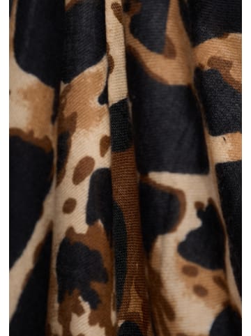 faina Women Feminine Scarf in Camel Black Leo Zebra