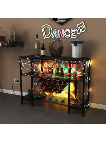 COSTWAY Weinregal mit Steckdosen 113x35x85cm in Grau