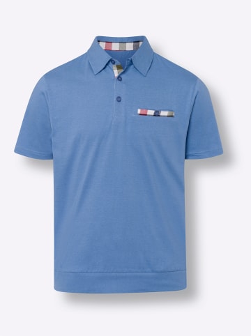 Sieh an! Kurzarm-Poloshirt in mittelblau