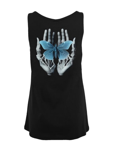 F4NT4STIC Damen Tanktop Skelett Hände Schmetterling in schwarz