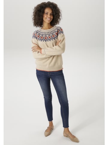 Aniston CASUAL Strickpullover in natur-blau-terrakotta