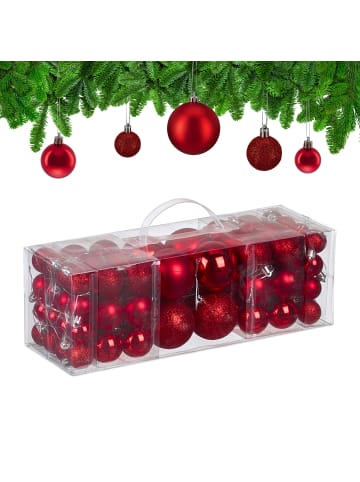 relaxdays 76-tlg. Weihnachtskugeln Set in Rot