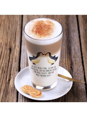 Mr. & Mrs. Panda Trinkglas Pinguin Liebe mit Spruch in Transparent