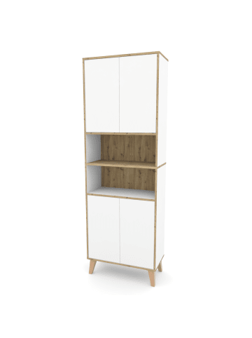 Phoenix Group AG  Badschrank MORENA mit 4 Türen und 2 offenen Fächern, Weiß/Eiche