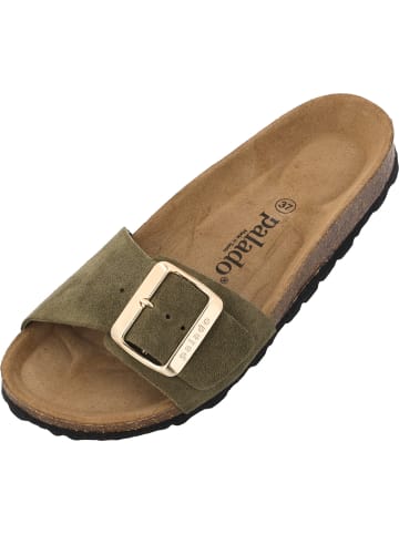 Palado Pantoletten Malta EGS Velours Premium Leather in Khaki