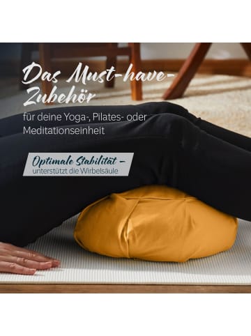 DoYourFitness Yoga-Kissen Ganesh gefüllt Dinkelspelz gelb Halbmond gelb