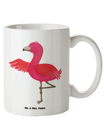 Mr. & Mrs. Panda Großer Kaffeepott Flamingo Yoga ohne Spruch in Weiß