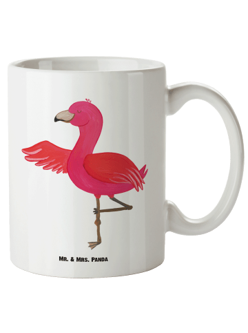 Mr. & Mrs. Panda XL Tasse Flamingo Yoga ohne Spruch in Weiß