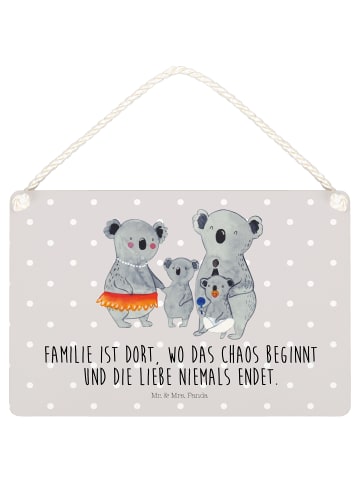 Mr. & Mrs. Panda Deko Schild Koala Familie mit Spruch in Grau Pastell