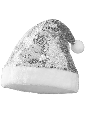 tectake Weihnachtsmütze in Zipfelform mit Bommel, silber