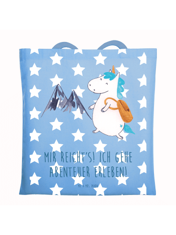 Mr. & Mrs. Panda Jutebeutel Einhorn Bergsteiger mit Spruch in Sky Blue