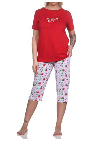 NORMANN kurzarm Capri Schlafanzug Pyjama - 78832 in rot