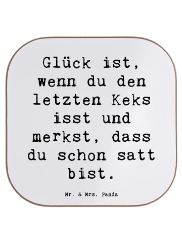 Mr. & Mrs. Panda Getränkeuntersetzer Spruch Glück Erfüllung mit ... in Weiß