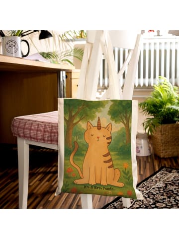 Mr. & Mrs. Panda Tragetasche Einhorn Katze Design ohne Spruch in Weiß