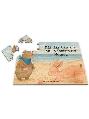 Mr. & Mrs. Panda Puzzle Hasen Muschel Design mit Spruch in Weiß