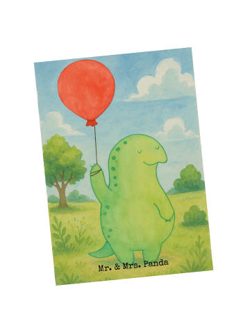 Mr. & Mrs. Panda Postkarte Schildkröte Luftballon Design ohne Sp... in Weiß