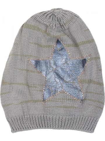 styleBREAKER Feinstrick Beanie Mütze in Hellgrau / Blau