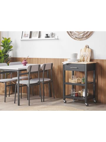 Beliani Servierwagen HIUMA in Schwarz/Braun - (W) 58 x (H) 85 x (L) 40 cm