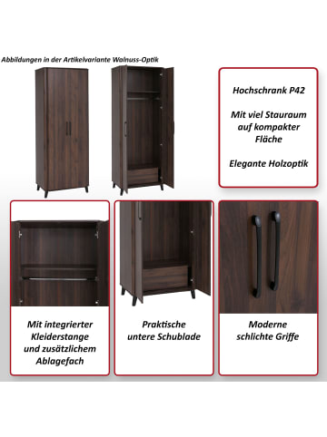 MCW Hochschrank P42 2  Türen, Walnuss-Optik