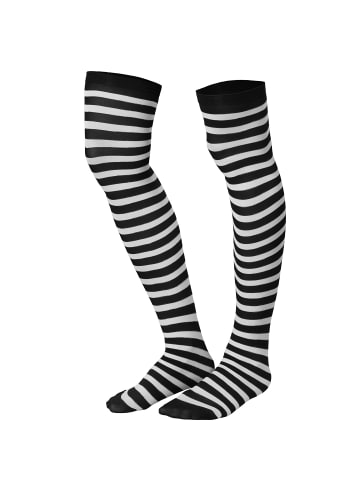 tectake Halterlose Overknee-Strümpfe in Einheitsgröße, schwarz/weiß