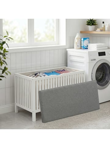 relaxdays Wäschekorb in Weiß/ Grau - (B)100 x (H)50 x (T)38 cm