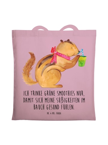 Mr. & Mrs. Panda Tote Bag Eichhörnchen Smoothie mit Spruch in Rosa Pastell