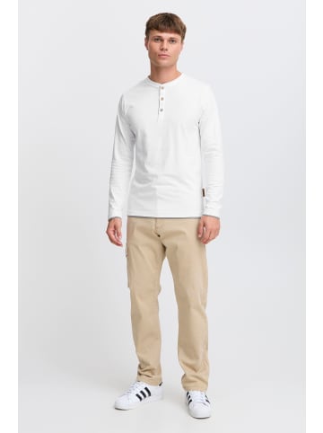 INDICODE Rundhalsshirt IDGifford 40127MM Longsleeve mit Knopfleiste in Weiß