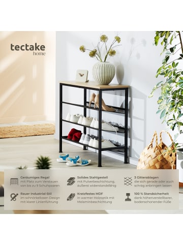 tectake Schuhregal Wolverhampton 75,5 x 30,5 x 69,5 cm, Industrial Holz hell, Eiche Sono