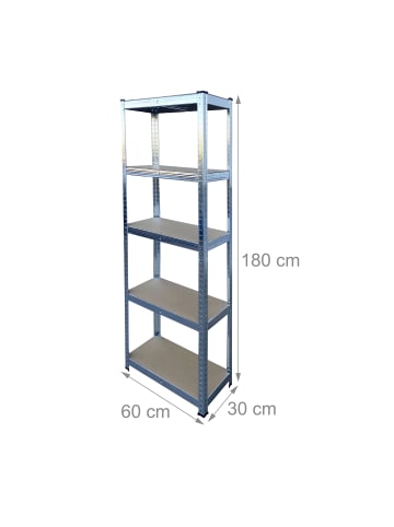 relaxdays 2 x Schwerlastregal in Silber - (B)60 x (H)180 x (T)30 cm