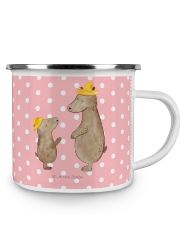 Mr. & Mrs. Panda Emaille Tasse Bären mit Hut ohne Spruch in Rot Pastell