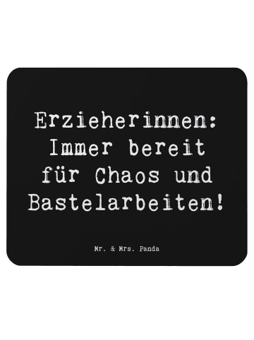 Mr. & Mrs. Panda Mauspad Spruch Erzieherin Chaos mit Spruch in Schwarz