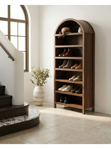 Beliani Schuhschrank LAMBINA in Braun - (W) 75 x (H) 180 x (L) 35 cm