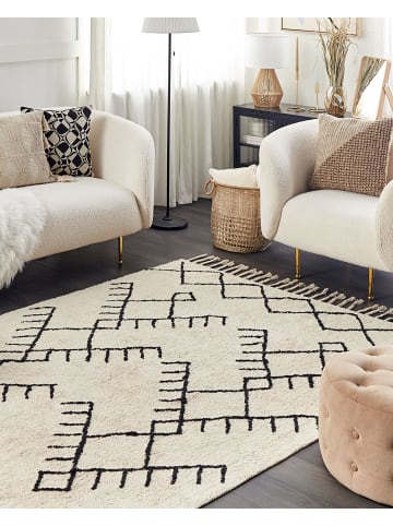 Beliani Kurzflor ERLER in Beige/Schwarz - (W) 140 x (H) 1.2 x (L) 200 cm