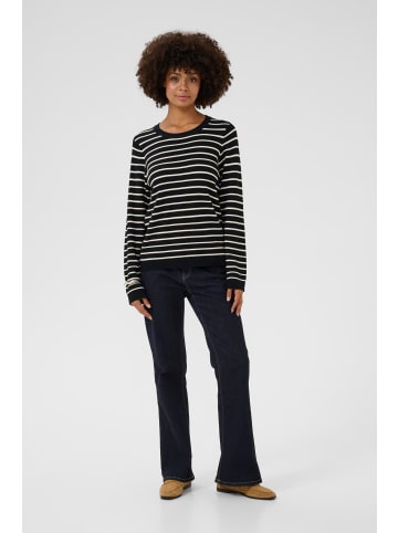 CULTURE Strickpullover CUebba Regular fit in Black/Whitecap Stripe