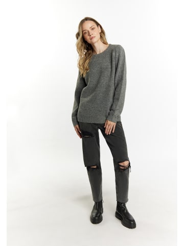 DreiMaster Damen Strickpullover in Dunkelgrau Melange