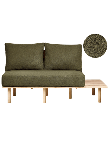 Beliani 2-Sitzer Sofa SALO in Grün/Braun - (W) 155 x (H) 74 x (L) 104 cm