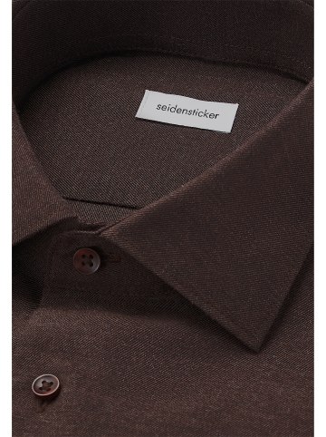 Seidensticker Flanellhemd Slim in Braun
