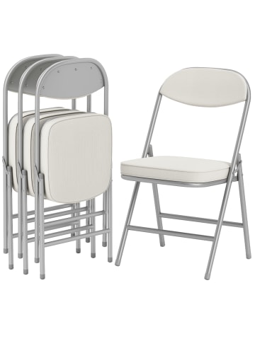 HOMCOM Klappstuhl-48,5L x 45B x 82H cm-Cremeweiß