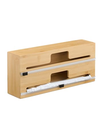 relaxdays Folienspender in Natur - 2 Rollen