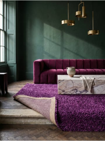 KADIMA DESIGN Teppich Hochflor Shaggy Waschbar Einfarbig RHEIN Strapazierfähig in Violett