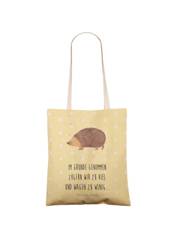 Mr. & Mrs. Panda Stofftasche Igel Herzen mit Spruch in Gelb Pastell