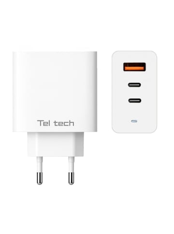 Wisam® Teltech Power-Ladegerät GaN USB / 2x USB-C 65W QC PD weiß TCH-07