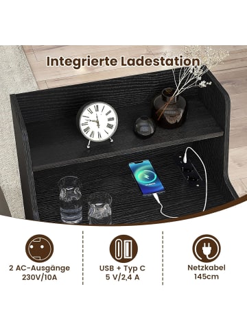 COSTWAY Nachttisch LED 45 x 35 x 72,5 cm in Schwarz
