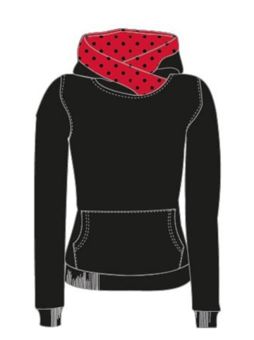 Pussy Deluxe Schalkragenpullover Black Dotties On Red Hoodie in schwarz/allover