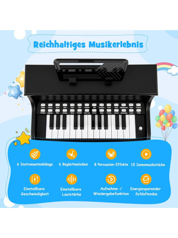 COSTWAY 25-Tasten Keyboard mit Hocker ab 3 Jahren in Schwarz