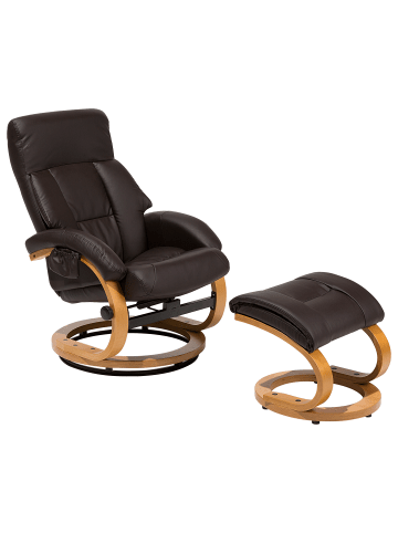 Beliani Fernsehsessel FORCE in Braun/Heller Holzfarbton - (W) 66 x (H) 98 x (L) 81 cm